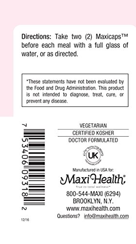 Maxi Health Fibermax Supreme - Psyllium Husk & Flax Bran - Constipation Help - 180 Capsules - Kosher #TOP3