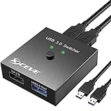 USB Switch 3.0 für 2 Computers, zwei Computer können über eine Taste frei geschaltet werden, um 1 USB 3.0 und 1 USB 2.0 Peripheriegerät zu teilen. Zum Beispiel ist es praktisch für 2 Computer, die U Disk des Druckers gemeinsam zu nutzen, die LED-Anzeige zeigt Ihnen leicht, welcher Computer die Kontrolle hat.