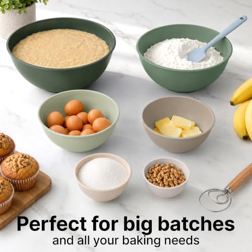 Image of Zulay Kitchen 12 Piece Plastic Mixing Bowls with Leak-Proof Lids Set - Microwave and Freezer Safe Kitchen Mixing Bowls for Preparing, Serving and Storing - Large Nesting Bowls (Forest Ombre)