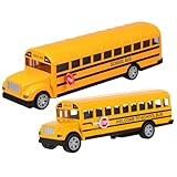 Uonlytech 2pcs Pull Back School Bus for Alloy Vehicle Models with Metal Build Realistic Design Lightweight for Indoor Outdoor Play Birthday for Boys