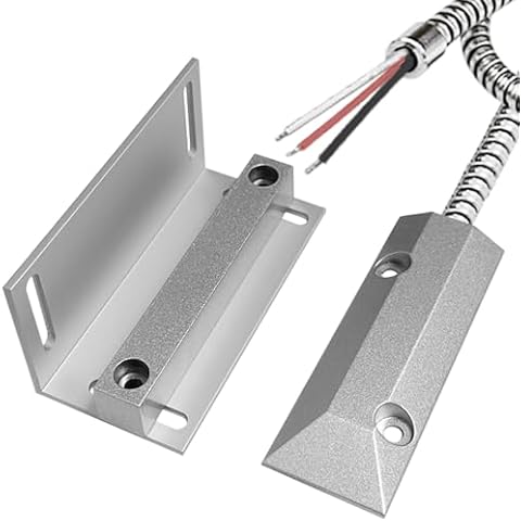 GAGALOR NO&NC 3 Wires Magnetic Garage Door Contacts Heavy Duty Alarm Switch Sensor for Roller Shutter with Adjustable Bracket Cover