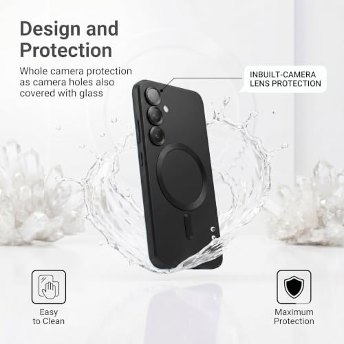 Image of amazon basics Premium Mag-Safe Case for Samsung Galaxy A34 5G | Shockproof & Anti-Scratch Cover | Soft Silicone with Wireless Charging | Camera Lens Guard - Black
