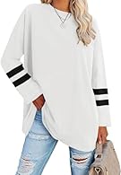 Features: Oversized crew-neck T-shirt with long sleeves, long sleeve tops, cotton baseball T-shirt, casual loose boyfriend style, comfortable and breathable, classic plain top is versatile and timeless. Size reference: S = (UK 6-8), M = (UK 10-12), L...