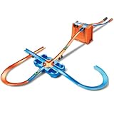 Hot Wheels Bahn Track Builder, Autorennbahn Bauset für Hot Wheels Autos, inkl. 2 Spielzeugautos, Spurwechsler, steile Kurven, Crashzone, Auto Spielzeug, Spielzeug ab 4 Jahre, GGP93