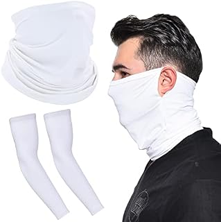 Balloome UV Protection Neck Gaiter Sun Arm Sleeves Set, Cooling Face Neck Mask and Compression Sleeves to Cover Arms UPF 50+ Men Women