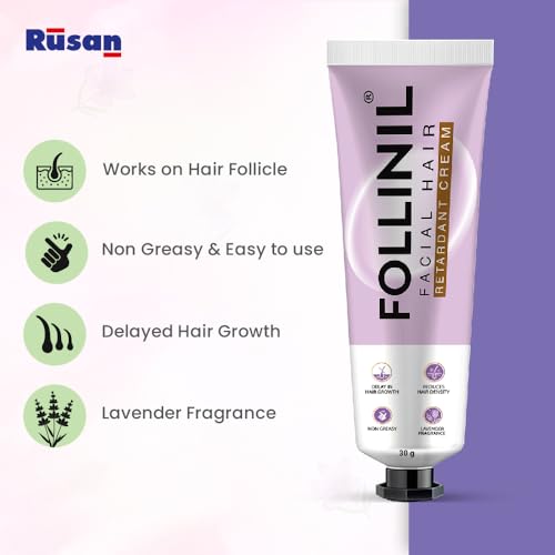Image of Rusan Follinil Hair Retardant Cream 30g - Delays Hair Growth | Eflornithine Hydrochloride Cream | Pain-Free Non-Greasy & Easy to Use