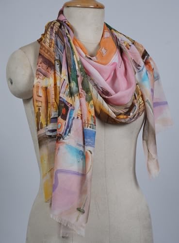 Image of VIC Cotton Modal Digital Print Scarf for Women | Digital Print Designer Stole | Soft Lightweight Luxury Wrap | Premium Cotton Modal Blend | 55 x 170 cm | VIC-SM-DP5517