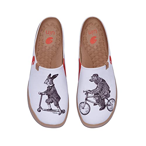 UIN Women's Slip On Mules Comfortable Lightweight Wide Toe Clog Casual Art Painted Travel Shoes Malaga Time for Work 3 (9)