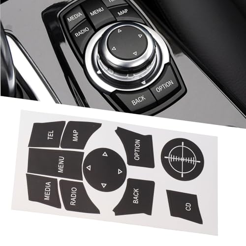 Materiale vinilico di alta qualità: realizzato in vinile nero di lunga durata con scritte bianche, questo adesivo iDrive per riparazione pulsanti resiste allo sbiadimento della luce solare e all'abscissione per mantenere una chiara visibilità e un aspetto professionale all'interno dell'abitacolo del veicolo
