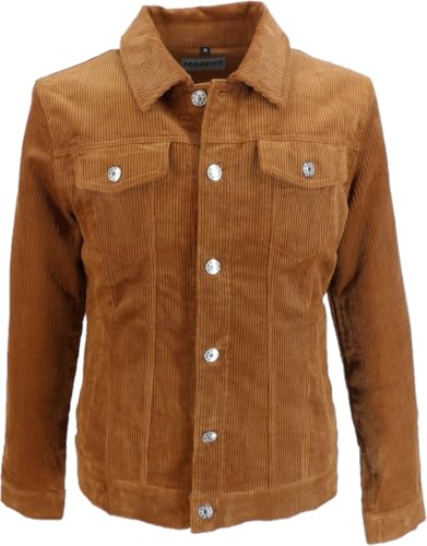 Image of Mazeys Men`s Vintage Tan Cord Trucker Jacket (Large, Tan)