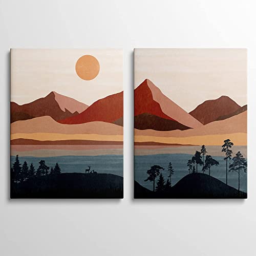 Boho Print Mid Century Boho Minimalist Art Prints Sunset Landscape