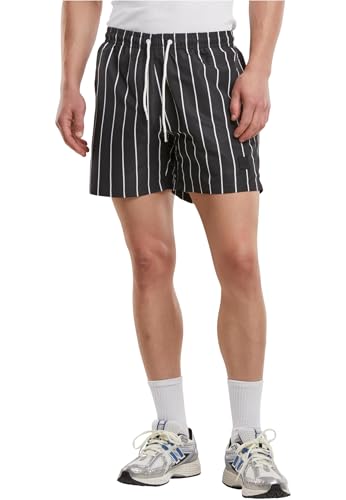 Short de bain homme Urban Classics maillot de bain rayé noir blanc de sport