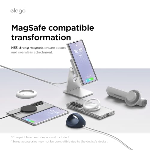 Image of elago Magnetic Clear Case for Samsung Galaxy Z Fold 8 Ultra Case | Compatible with MagSafe Charger, Strong Magnetic Power, Premium PC, Shockproof Bumper, Protective Cover (Magnetic Clear)