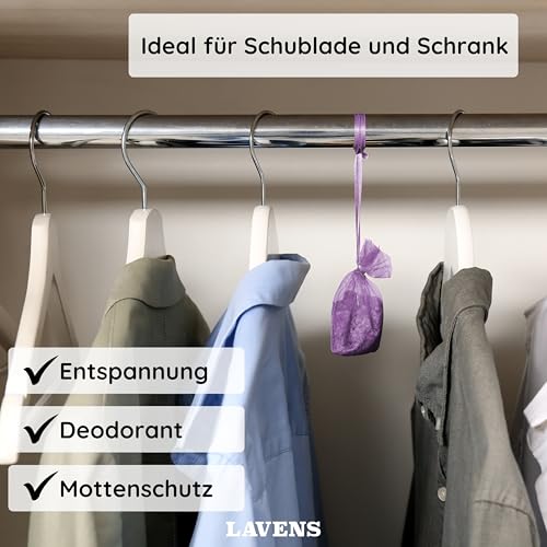 LAVENS® 20x Lavendel Duftsäckchen - Französische Provence Lavendel getrocknet – Mottenschutz für Kleiderschrank – Auto Duft und Raumduft – Schrank Duft – Lavendelsäckchen