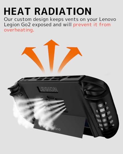 Image of NINKI Silicone Skin for Lenovo Legion GO 2 Case with Stand,Shockproof Anti-Scratch Non-Slip Protective Bumper Soft TPU Protector Cover Grip for Lenovo Legion GO 2 2025 Case Accessories Kickstand Black