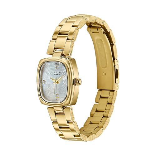 Image of Sonata Poze 9 with Quartz Analog White Dial IPG Strap Watch for Women - SP80181YM01W