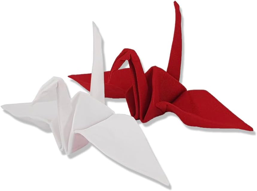Magic Origami Scarf Set (Red & White 2 Pieces) – Folding Crane Magic Trick Prop for Stage Performance