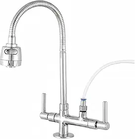 Link metais, Torneira Gourmet Flexivel Com Tubo Inox e Saida Para Filtro e Purificador De Agua, Torneira De Bancada De Cozinha