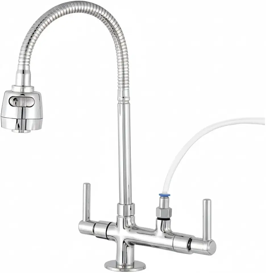 Link metais, Torneira Gourmet Flexivel Com Tubo Inox e Saida Para Filtro e Purificador De Agua, Torneira De Bancada De Cozinha