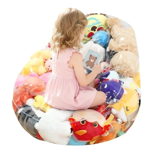 Zegaqae Animal De Peluche En Puff,Organizador Vacío Transparente Impermeable | Sofá Puf De Peluche Vacío Para Juguetes,Para Bebés Niños Y Adolescentes En Dormitorio Guardería Para Relajación Juego
