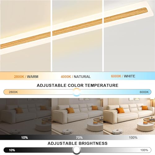 Lampe de plafond design moderne rectangulaire bois 23W LED durable - 2