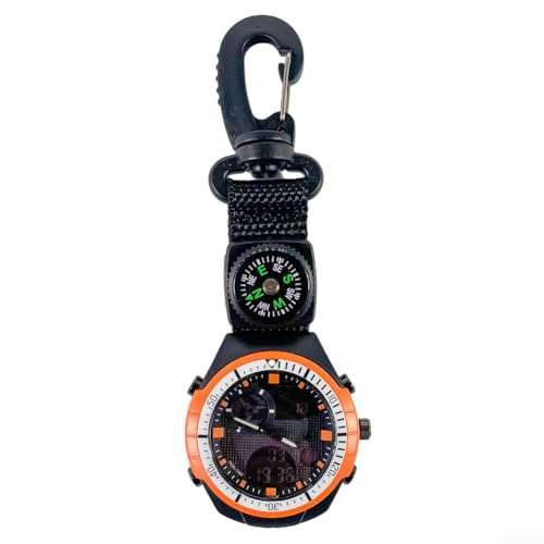 Chronomètre d'extérieur avec mousqueton et calendrier au design ergonomique noir