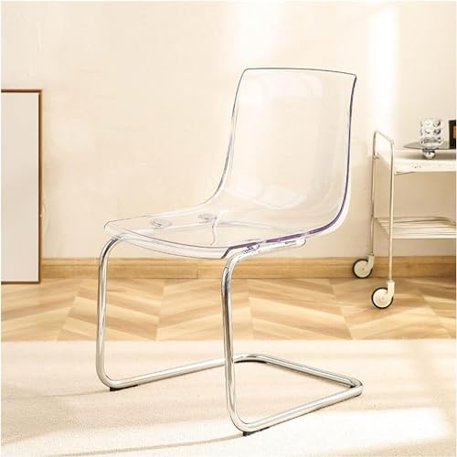 Silla de acrílico minimalista transparente con respaldo, elegante asiento de ocio transparente para sala y oficina, diseño, comodidad ergonómica