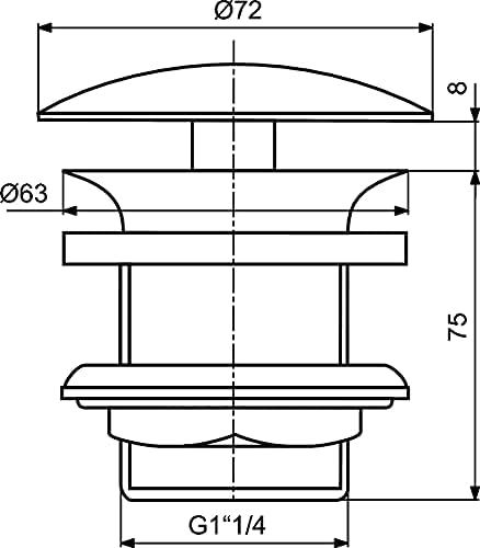 Technical drawing of Ideal Standard Free-Flow Waste with dimensions