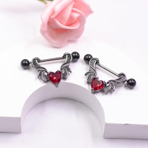 14G 316L Surgial Steel Halloween Devil Heart Nipple Rings Bat Dragon Wings Nipple Piercing Jewelry3
