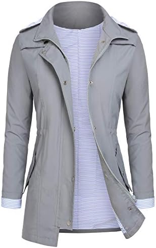Rain Jackets Women Lightweight Raincoat Striped Lined Waterproof Windbreaker Active Outdoor Hooded Trench Coats