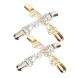 LIFKOME 4個レトロ風カーディガン留め具 女性用ショールブローチ 複雑な透かし彫りデザインのセータークリップ 春物カーディガン対応 日常