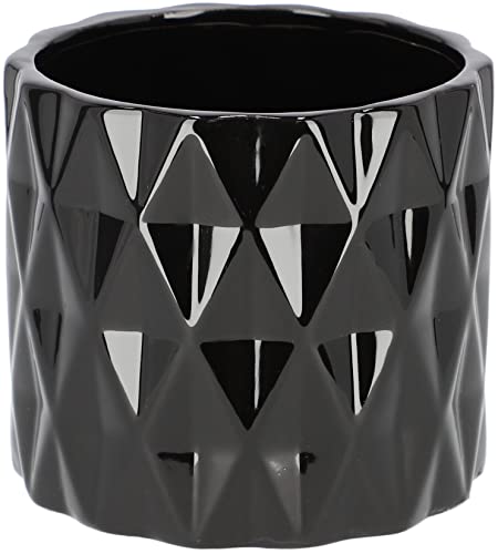 KOTARBAU® Keramik Blumentopf Übertopf Glasiert Schwarz Zylindrische Form