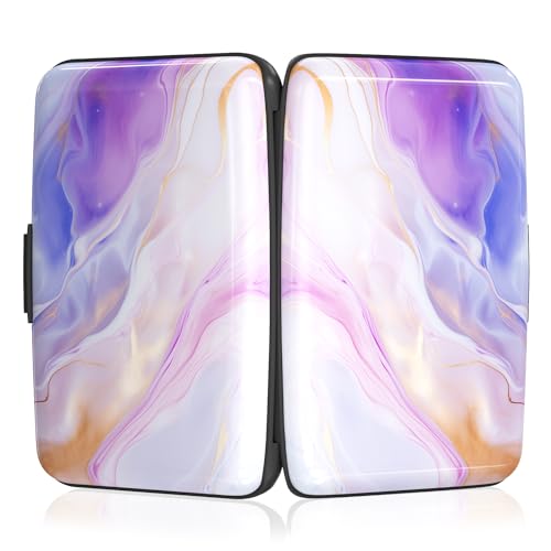 Image of Rimilak Aluminuml Credit Card Holder, Mini Credit Card Wallet RFID Blocking Slim Metal Hard Case for Women Men, Flow Mable