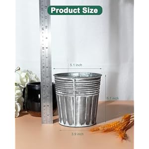 vensovo 5 Inches Silver Metal Rustic Flower Pots - 6 Pcs Small Galvanized Planters with Drainage Hole and Rubber Plug, Rustproof Tin Bucket Plant Pot Farmhouse Vintage Style for Decor vensovo 5 Inches Silver Metal Rustic Flower Pots 6 Pcs Small Galvanized Planters with Drainage Hole and Rubber Plug Rustproof Tin Bucket Plant Pot Farmhouse Vintage Style for Decor