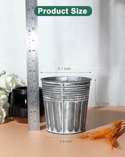 vensovo-5-Inches-Silver-Metal-Rustic-Flower-Pots-6-Pcs-Small-Galvanized-Planters-with-Drainage-Hole-and-Rubber-Plug-Rustproof-Tin-Bucket-Plant-Pot-Farmhouse-Vintage-Style-for-Decor vensovo 5 Inches Silver Metal Rustic Flower Pots 6 Pcs Small Galvanized Planters with Drainage Hole and Rubber Plug Rustproof Tin Bucket Plant Pot Farmhouse Vintage Style for Decor