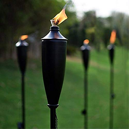 Deco Home Set of 4 Garden Backyard Torch - 60 inch Citronella Garden Outdoor/Patio Flame Metal Torch - Black Matt