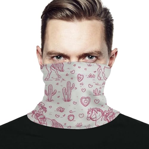 Girls on Horse Back And Cactus Face Mask Bandana Breathable Scarf Neck Gaiter Headband for Women Men Outdoor