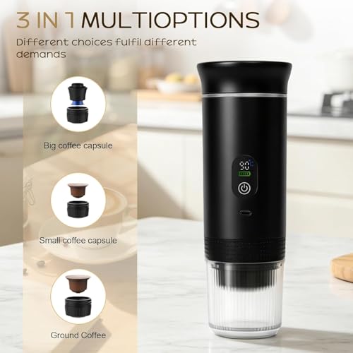 Image of Portable Coffee Maker, 3-in-1 Espresso Machine for Travel 20 bar Mini Coffee Maker Compatible with Ground Coffee & Capsule for Car, RV, Hiking, Camping, Office, Travel Espresso Maker