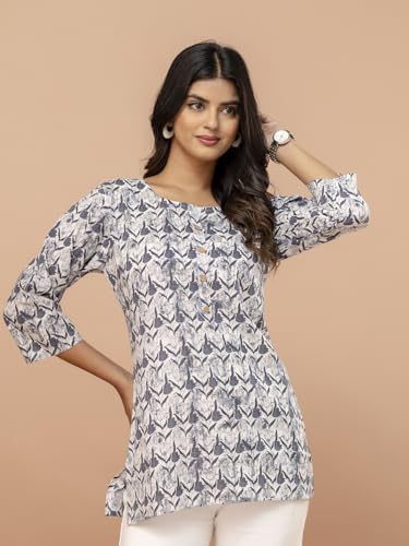 Image of feranoid Printed Top with Round Neck & 3 /4 Sleeves (S-XXL)