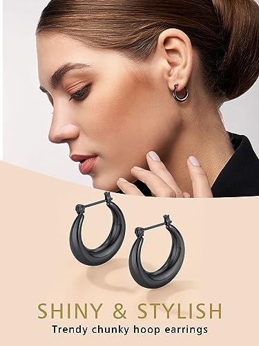 Pendientes aros gruesos forma de U de acero inoxidable que no pesan ni causan alergia 2