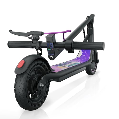 Electric Scooter Adults, 8.5' Foldable Solid Tires E Scooter for Adults, 19 Mph, 350W Motor, Kick Scooters Max 16 Miles Long Range for Commuting, Electric Scooter with Dual Braking System, APP Control