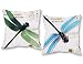 ONWAY Outdoor Dragonfly Decor Blue and Green Dragonfly Pillow Covers 18 x 18 Inches for Garden and Yard, Set of 2
