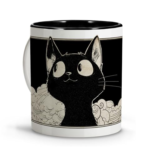 LolaPix Dessin de chat style anime Grande tasse originaux à offrir. Cadeau geek anime. Décoration japonaise. Chavenas. Cadeaux chat. Canèque. Coffee Mug...
