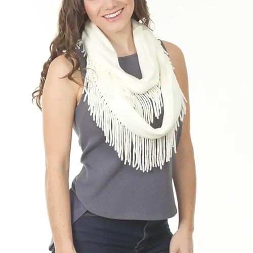 stylesilove Knitted Lightweight Infinity Fringe Women Fashion Scarf - 3 Colors