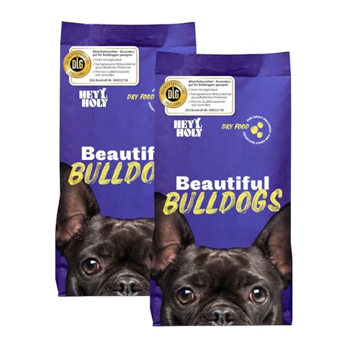 HEY HOLY Premium Trockenfutter für Bulldoggen 100% getreidefrei | 14kg hypoallergenes Hundefutter für ausgewachsene Bulldoggen mit Lachs | Hochverträglich aus natürlichen Zutaten