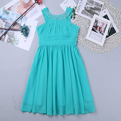 Girls Flower Dress Halter Neck Sleeveless Party Dress Junior Bridesmaids Reception Dress Wedding Pageant Dresses4
