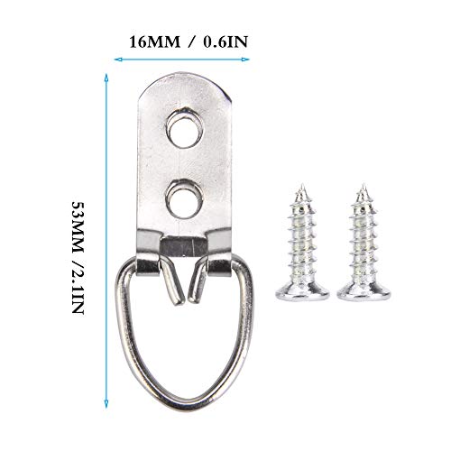 Image of 50 Sets Picture Hangers Kit with Screws, D Ring Picture Hangers Picture Frames Double Holes Clasp Picture Hanging Hardware Picture Hooks Picture Hang Solutions for Clock, Paintings (A)