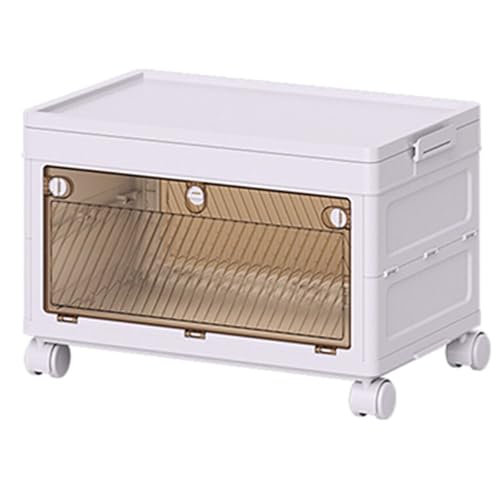 HOMBETTA Hobetta Storage Bins with Lids, Folding Storage Box with Handle and Wheels, Stackable Closet Organizers, Plastic Storage Cabinet for Bedroom Study Office, 1PC