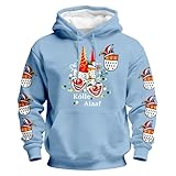 QJDFLL Kapuzenpullover mit Karnevals Grafikprint lässiger Fleece Pullover für Streetwear und Alltagskomfort kostüme faschingskostüme kostüm lustig Herren Karneval(Himmelblau,3XL)