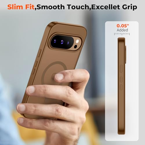 Image of SUPFINE Magnetic for Google Pixel 10 Pro Case /Pixel 10 Case with Screen Protector, (Built-in Magnets) ((Military Grade Drop Protection) Slim Translucent Shockproof Phone Case,Brown